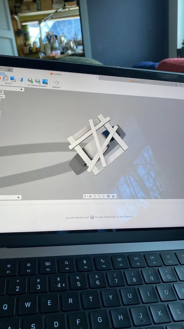 3D CAD render of the intersecting geometric ring design