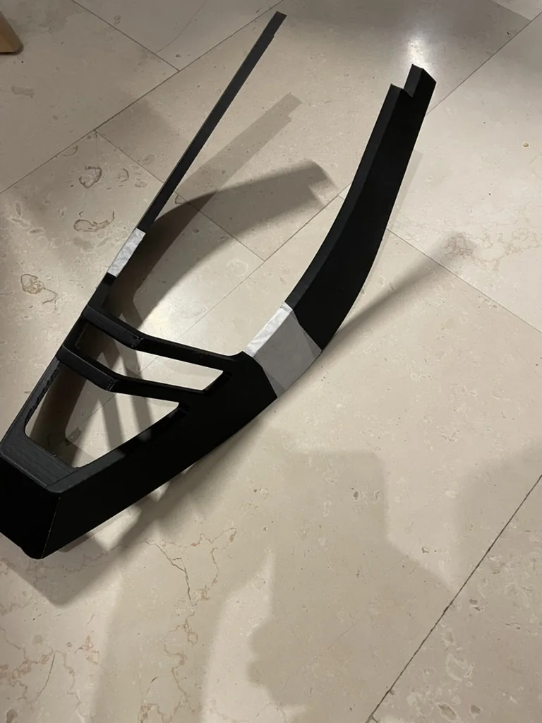 3D printed prototype from another angle showing the tilting mechanism